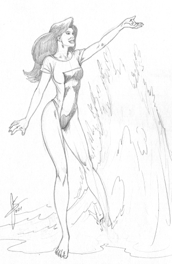 Another drawing of Fathom's swimsuit costume